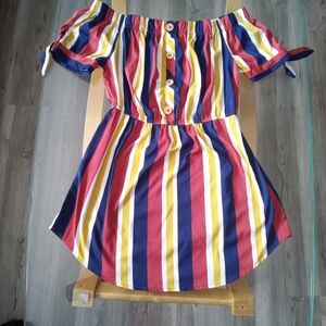 Urban Heritage Multicolor Striped Off-Shoulder Dress